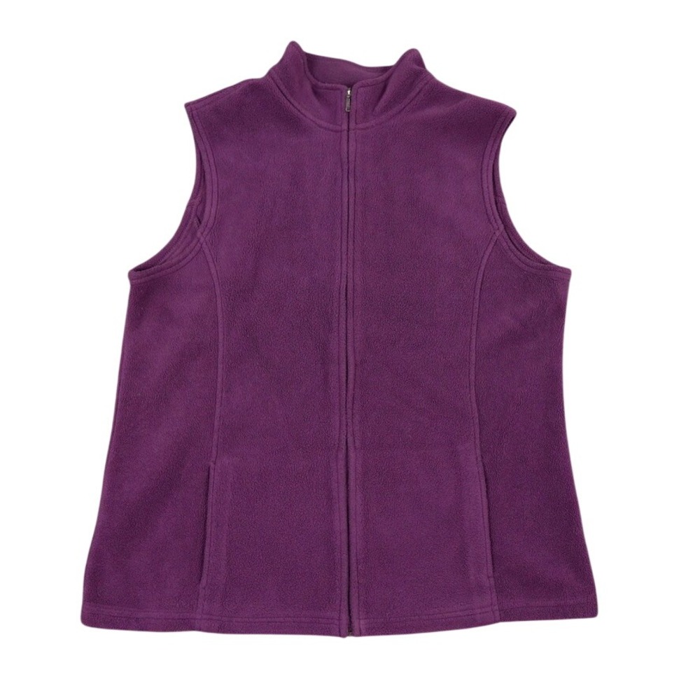 VTG LL Bean Polartec Fleece Vest Women XL Plum Gorpcore Outdoor Zip US Fabric